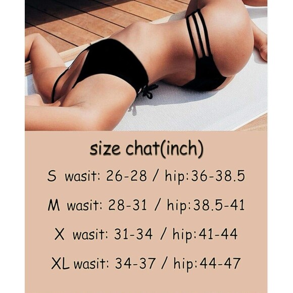 KIWI RATA Womens Swimwear Sexy Tie Side Sweet Heart Brazilian M Black - Picture 4 of 5